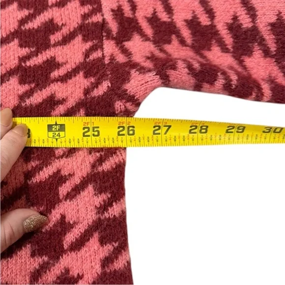 Ava & Viv Women’s Pink & Red Houndstooth Pullover Crewneck Sweater Size 2X - Picture 5 of 8